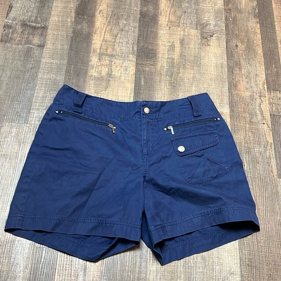 Lauren Active Ralph Lauren Shorts Womens 4 Blue Zip Snap‎ Pockets cotton Hiking - Picture 1 of 8